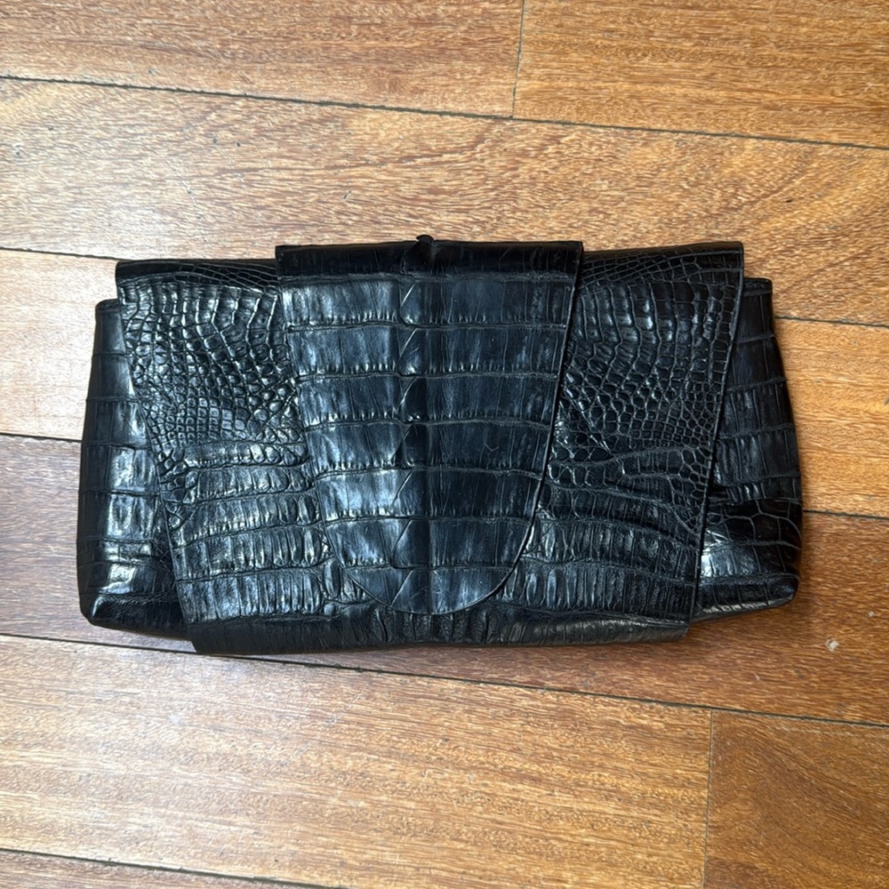Genuine Black Alligator Clutch